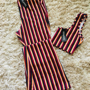 Boohoo Louisa Stripe Super Crop and Wide Leg Pants